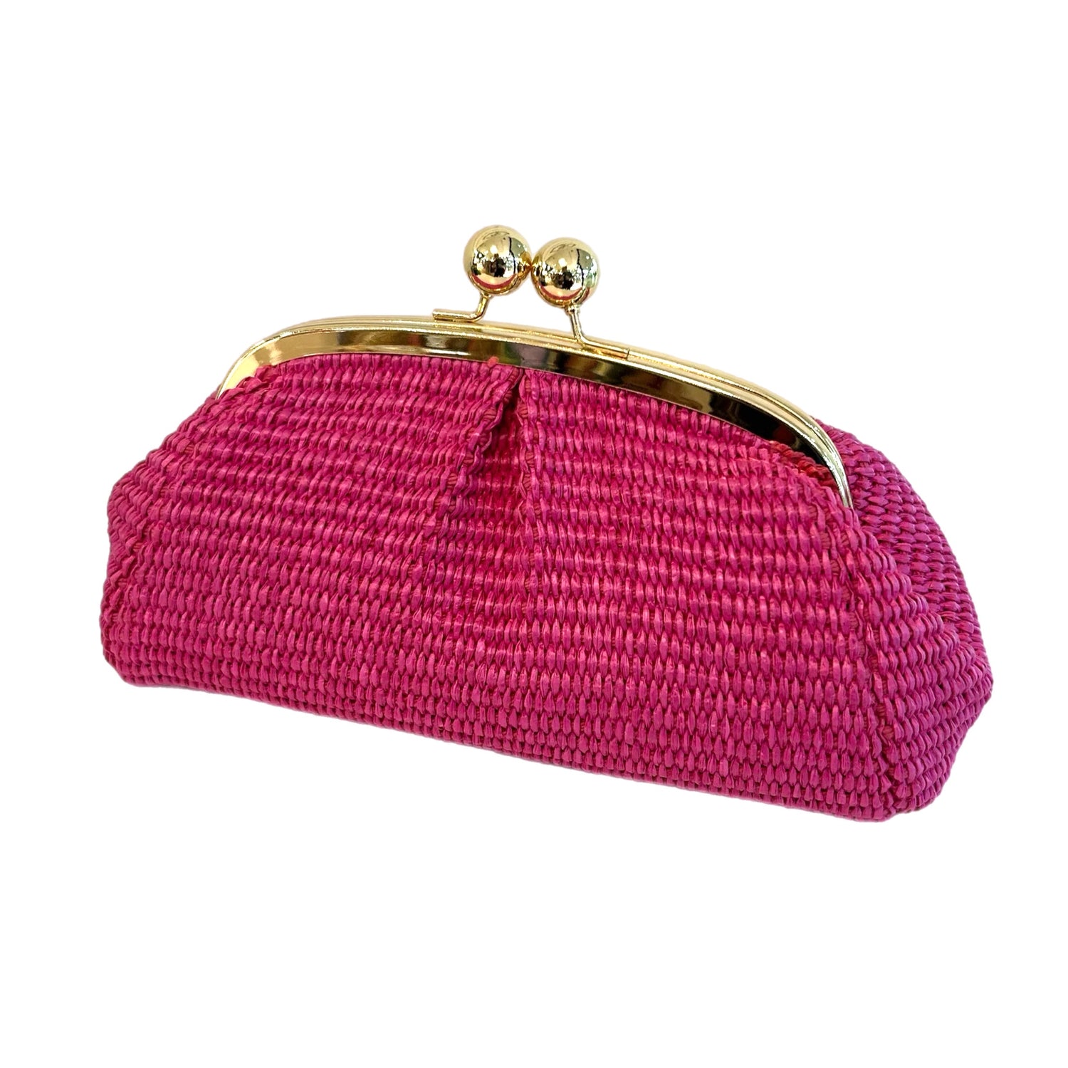 Arden Hot Pink Raffia Clutch