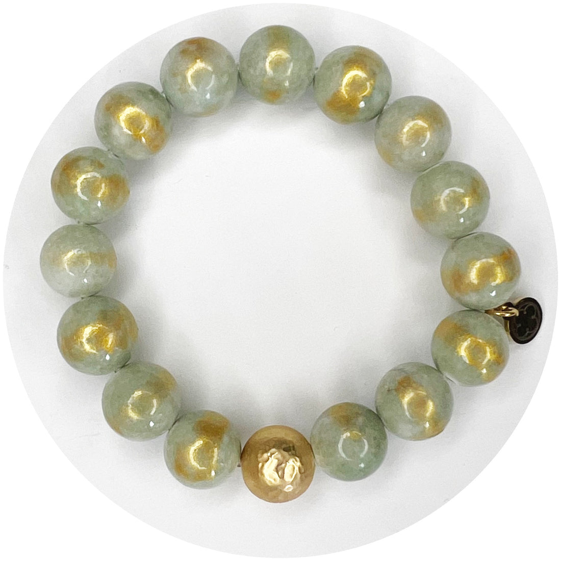 Pistachio Jade with Hammered Gold Accent