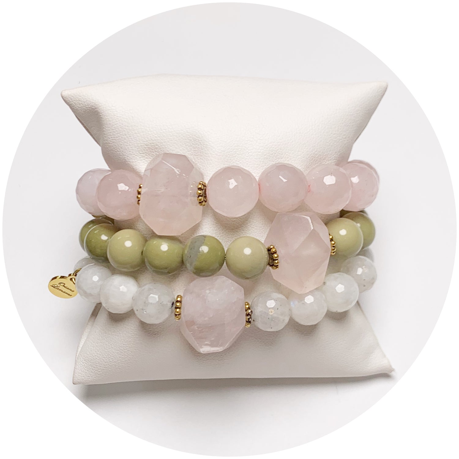 Rose Quartz &amp; Pistachio Jade Rock Candy Armparty