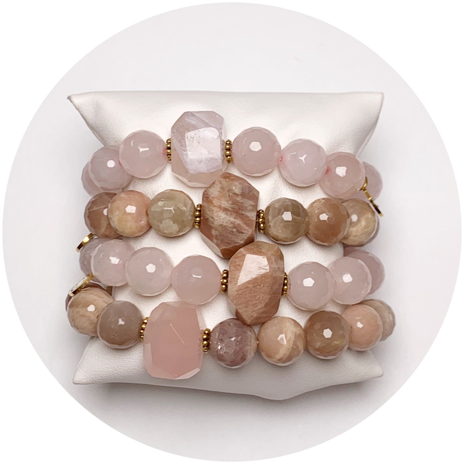 Rose Quartz &amp; Desert Moonstone Rock Candy Armparty