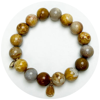 LIMITED EDITION Harvest Honey Agate with Aventurine Teardrop Pendant