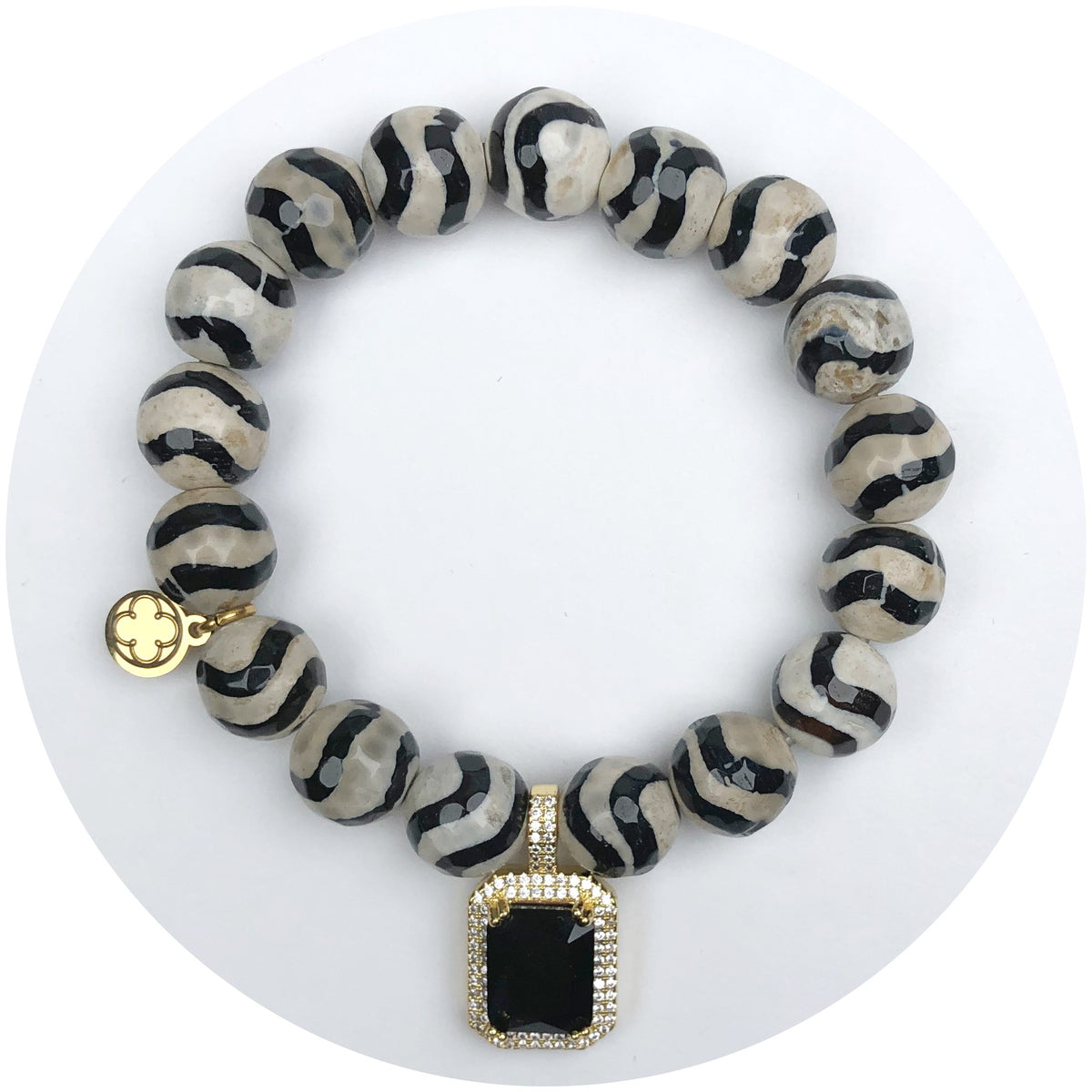 Dark Obsidian Wave with Black Gem Pendant