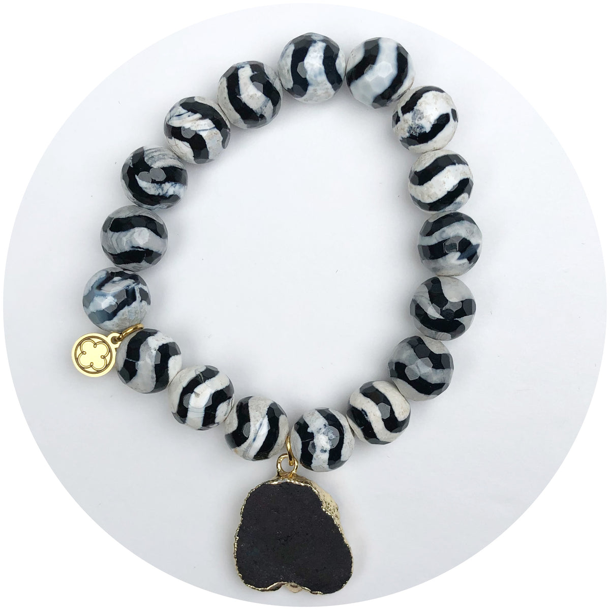 Dark Obsidian Wave with Black Quartz Pendant