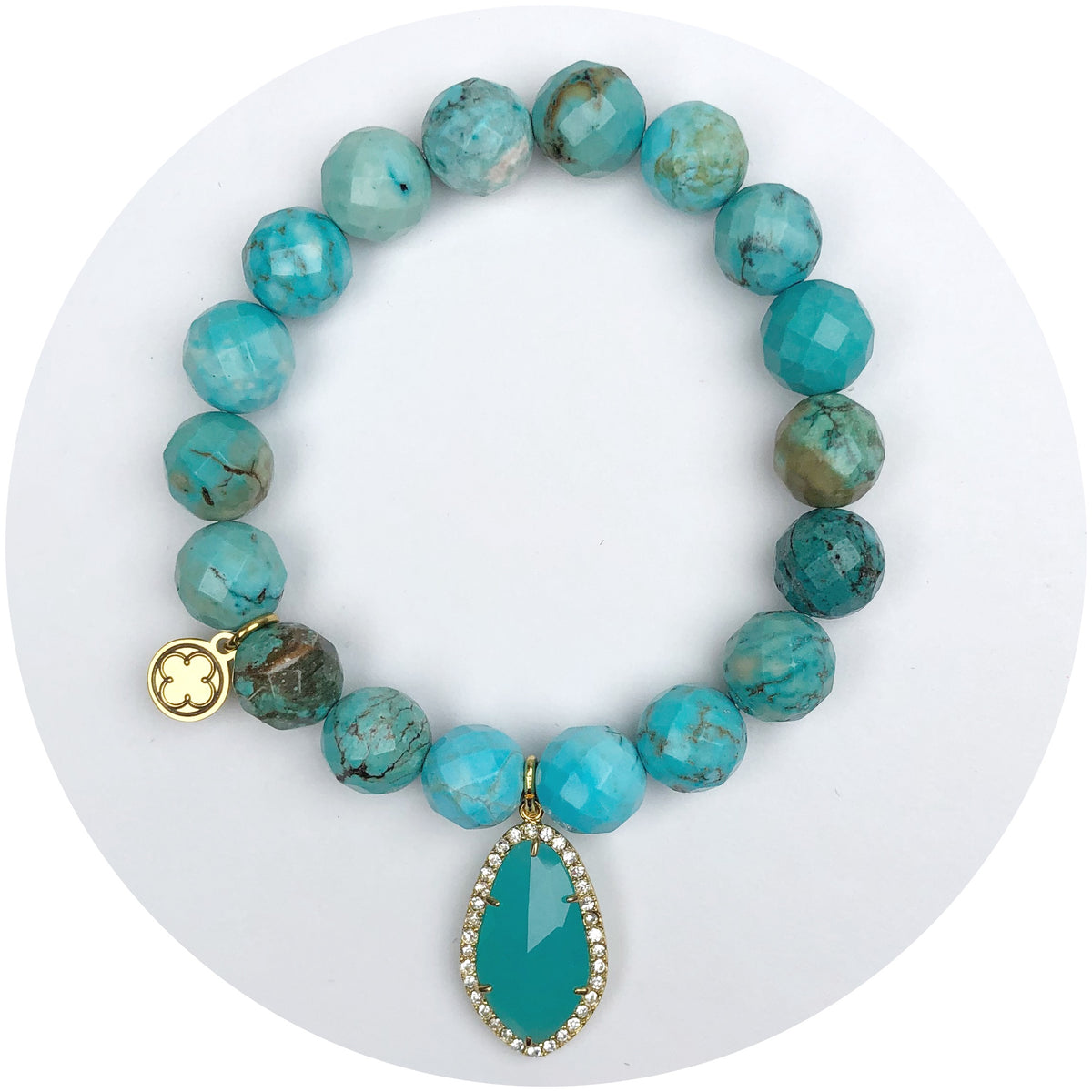 Caribbean Teal with Aqua Crystal Teardrop Pendant