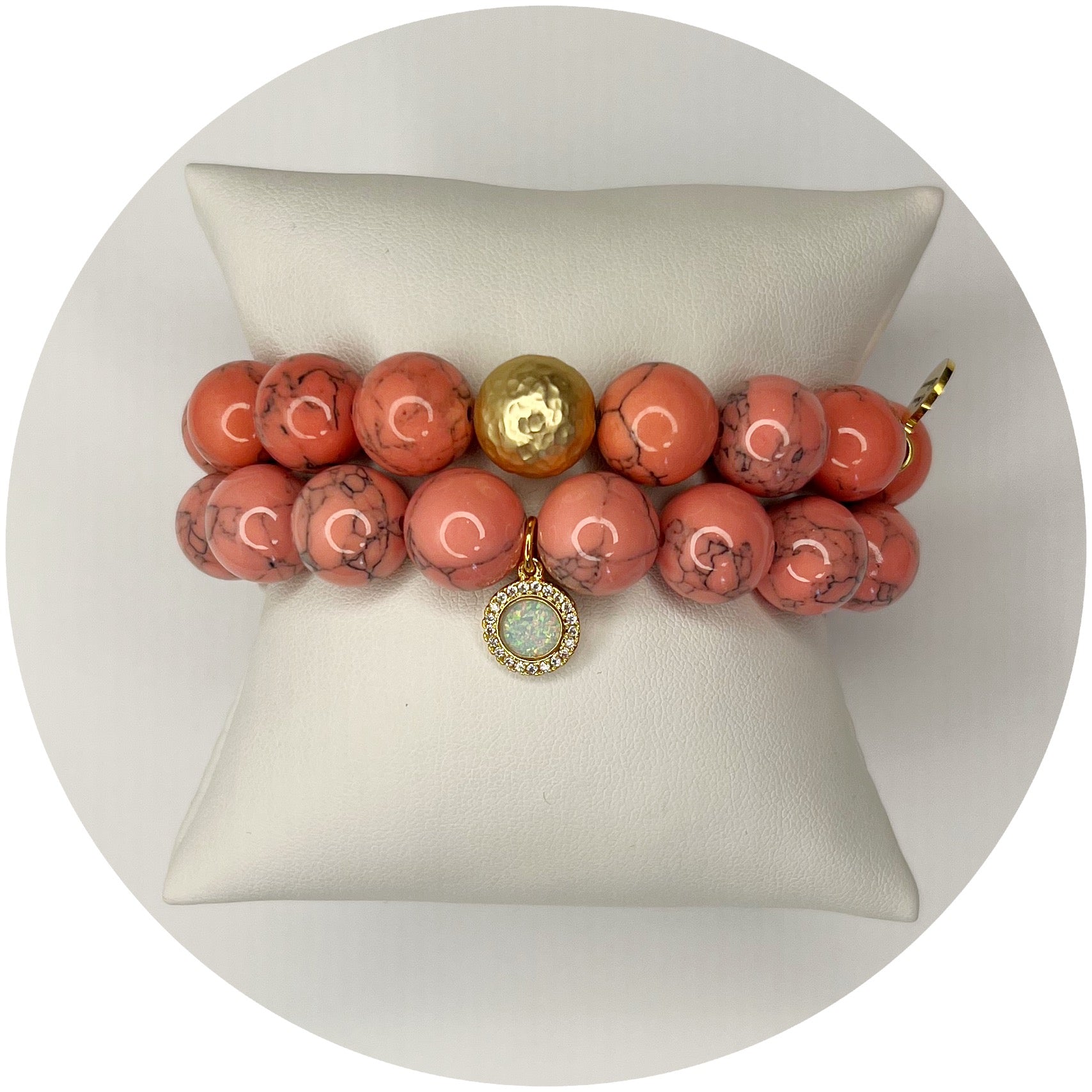 Coral Pink Howlite Color Stax