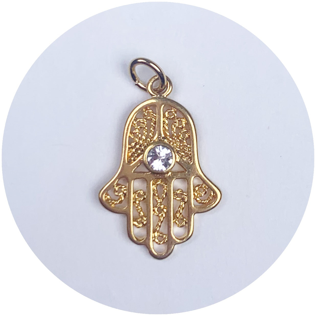 Gold Filigree Hamsa Pendant