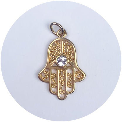 Gold Filigree Hamsa Pendant