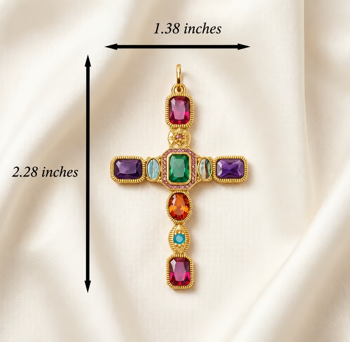 Rainbow Pavé Cross with Rainbow Chain Necklace