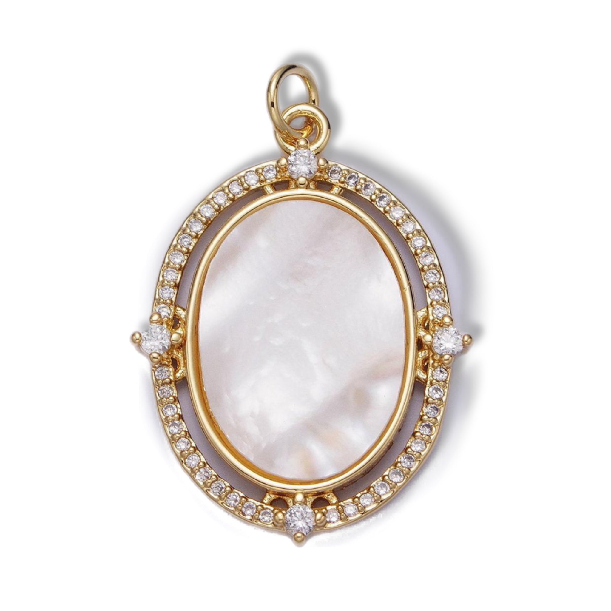 Mother of Pearl Oval Halo Pendant