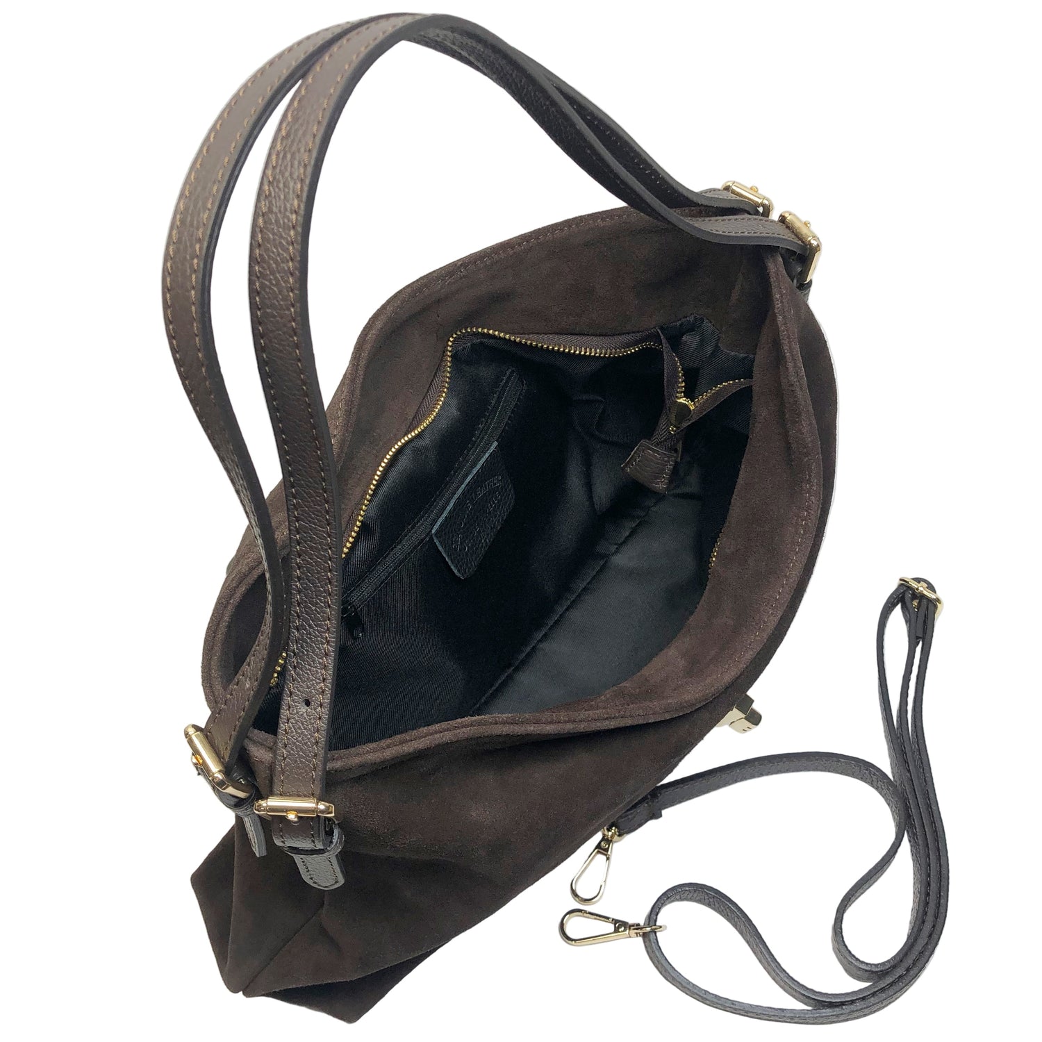 Sarina Chocolate Suede Shoulder Bag