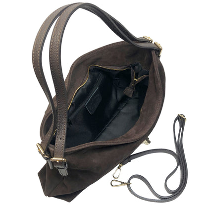 Sarina Chocolate Suede Shoulder Bag