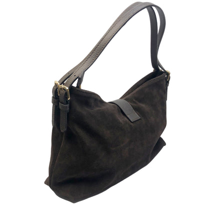 Sarina Chocolate Suede Shoulder Bag