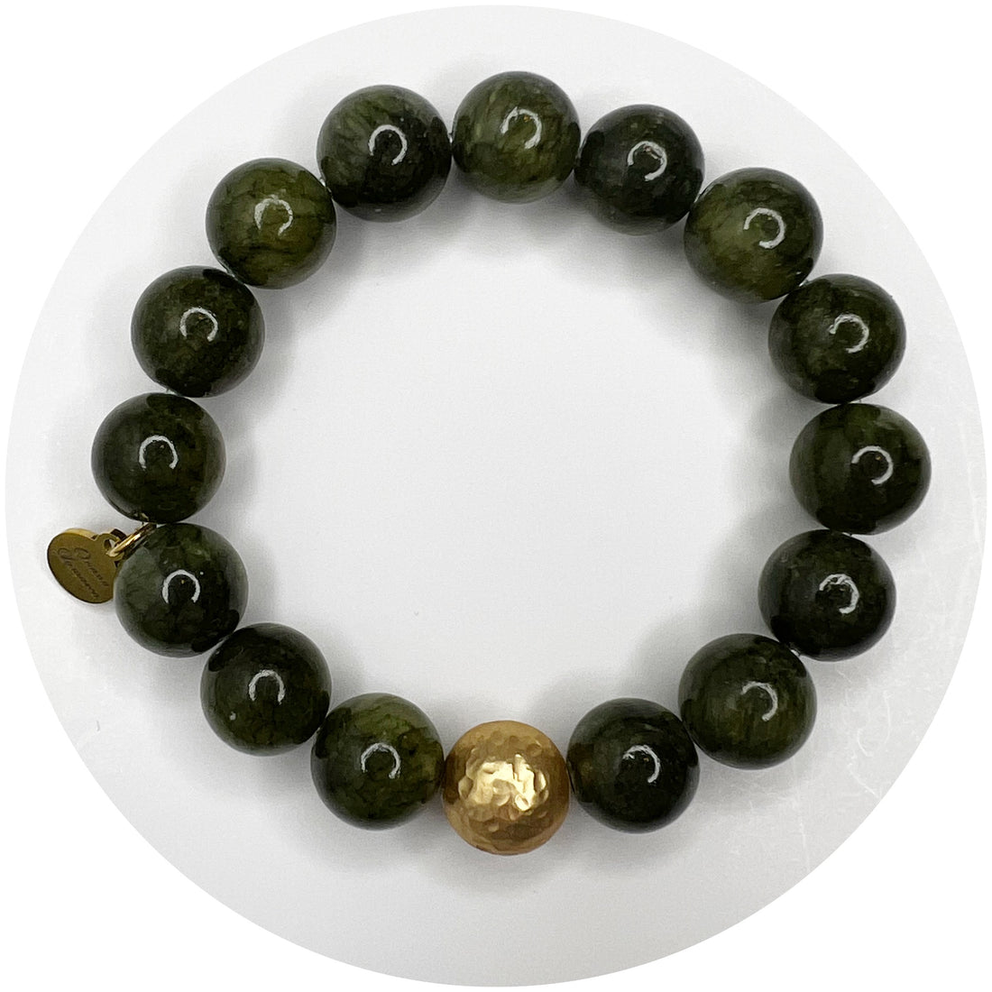 Olive Riverstone with Hammered Gold Accent