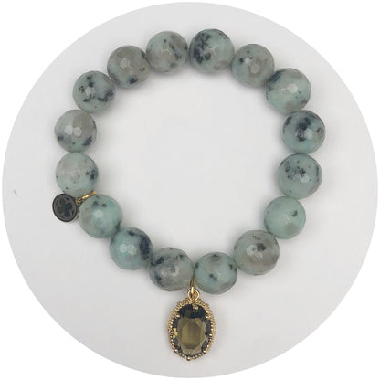 Kiwi Jasper with Topaz Glass Teardrop