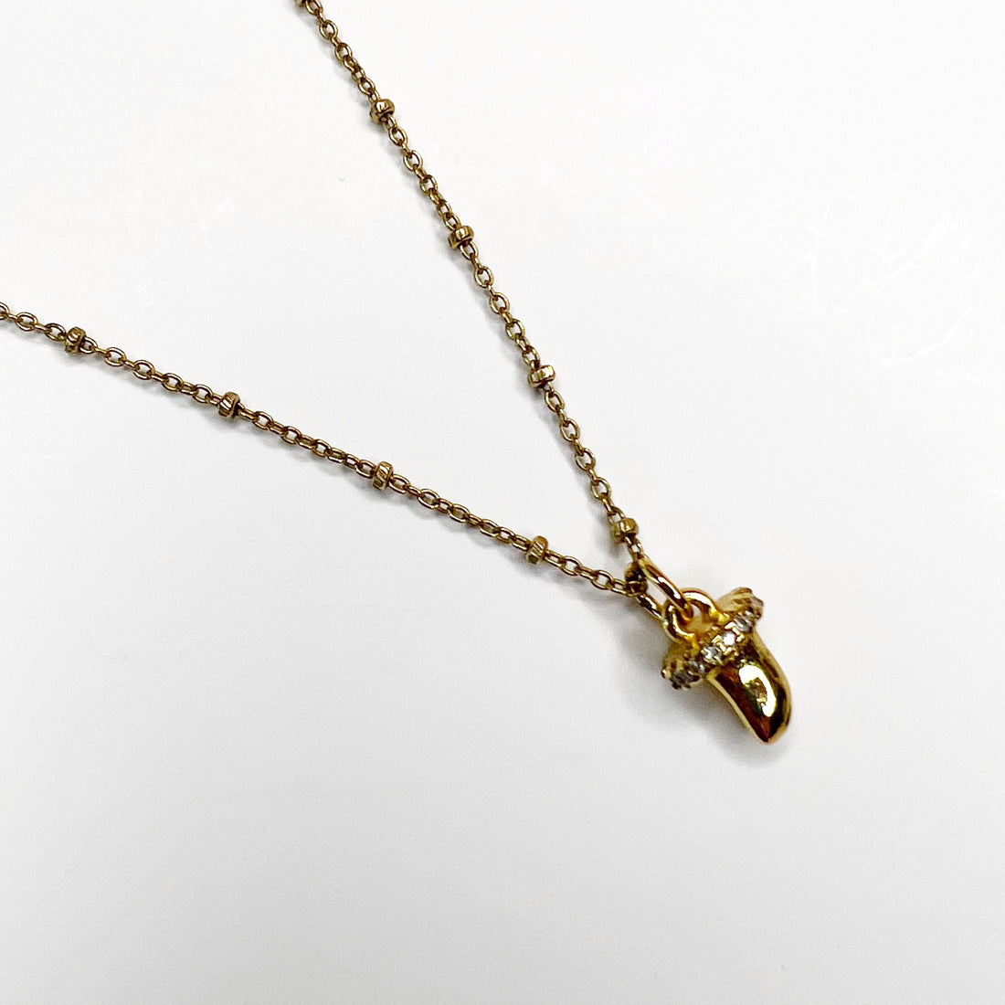 Mini Pavé Gold Horn Necklace