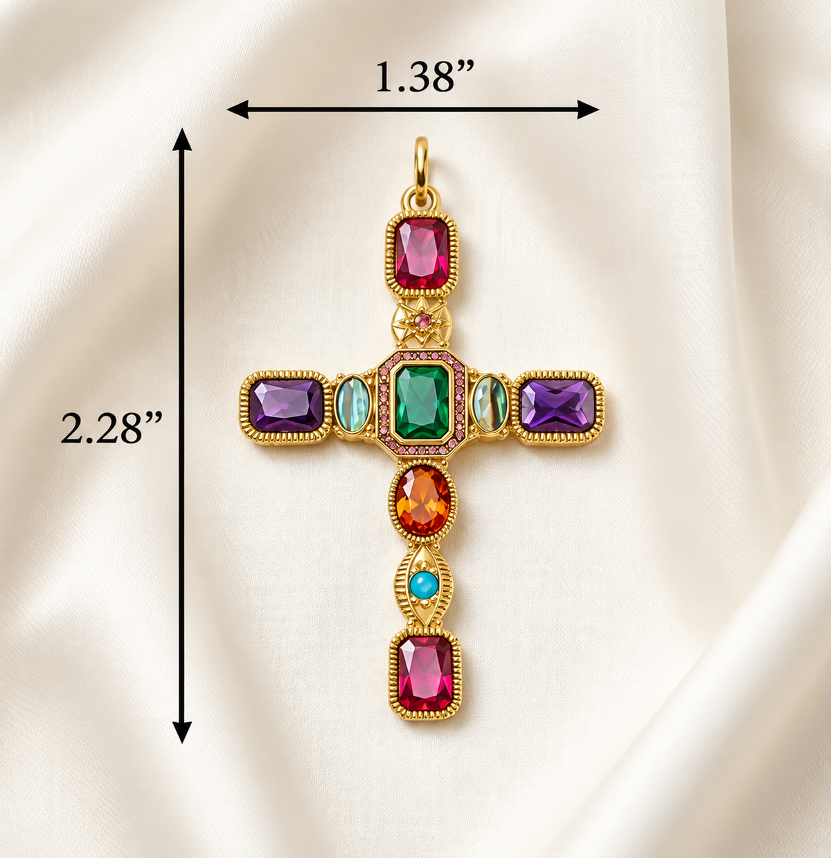 Rainbow Pavé Cross Pendant
