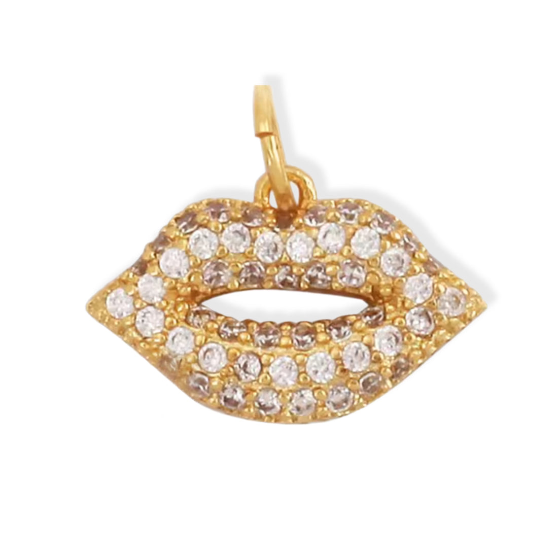 Gold Pavé Lips Pendant