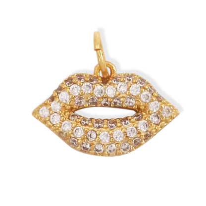 Gold Pavé Lips Pendant