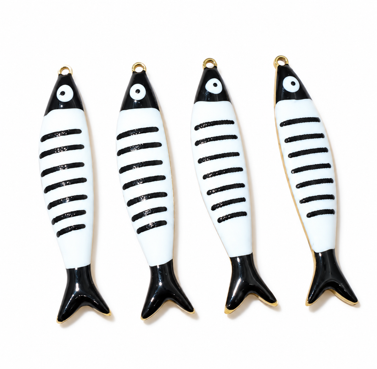 Black Striped Enamel Sardine Pendant
