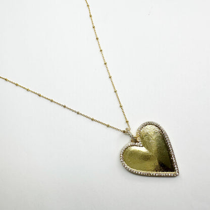 Gold Pavé Heart Necklace