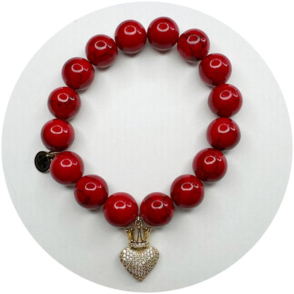 Red Howlite with Pavé Queen of Hearts Pendant
