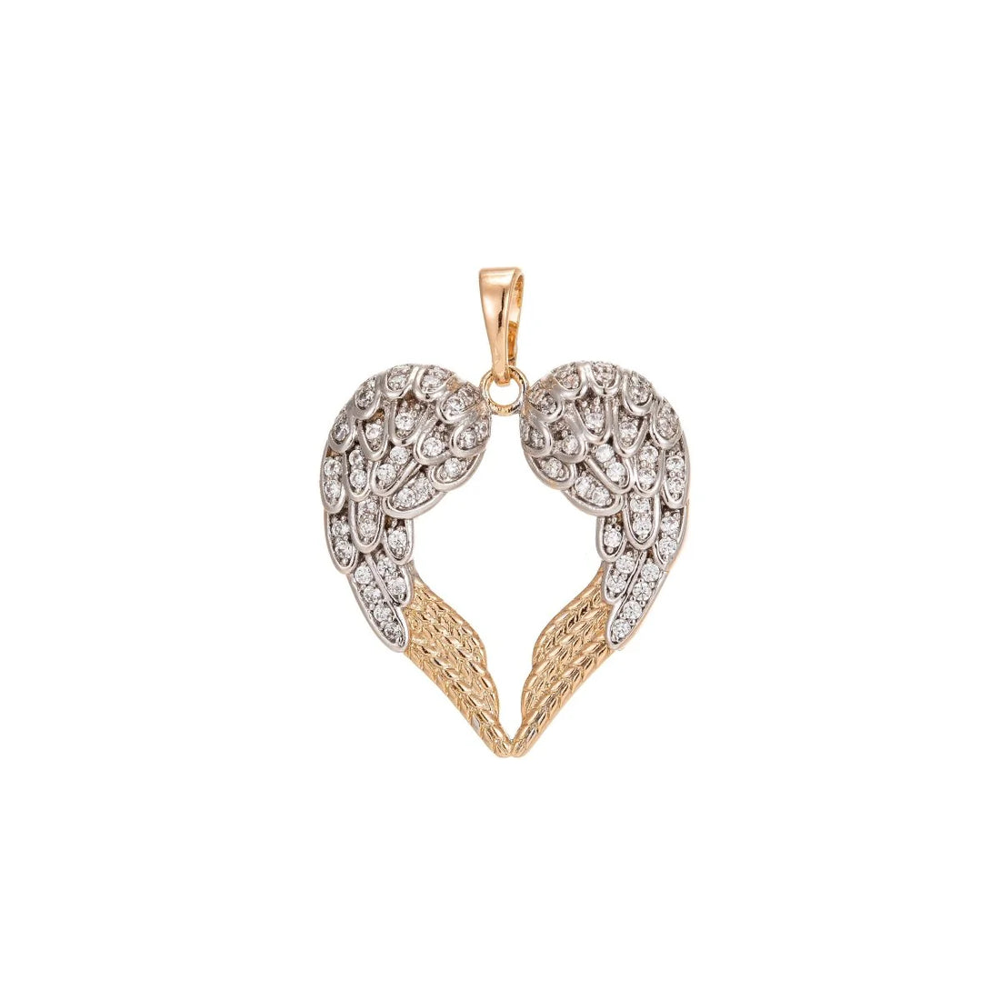 Pavé Heart Angel Wings Pendant