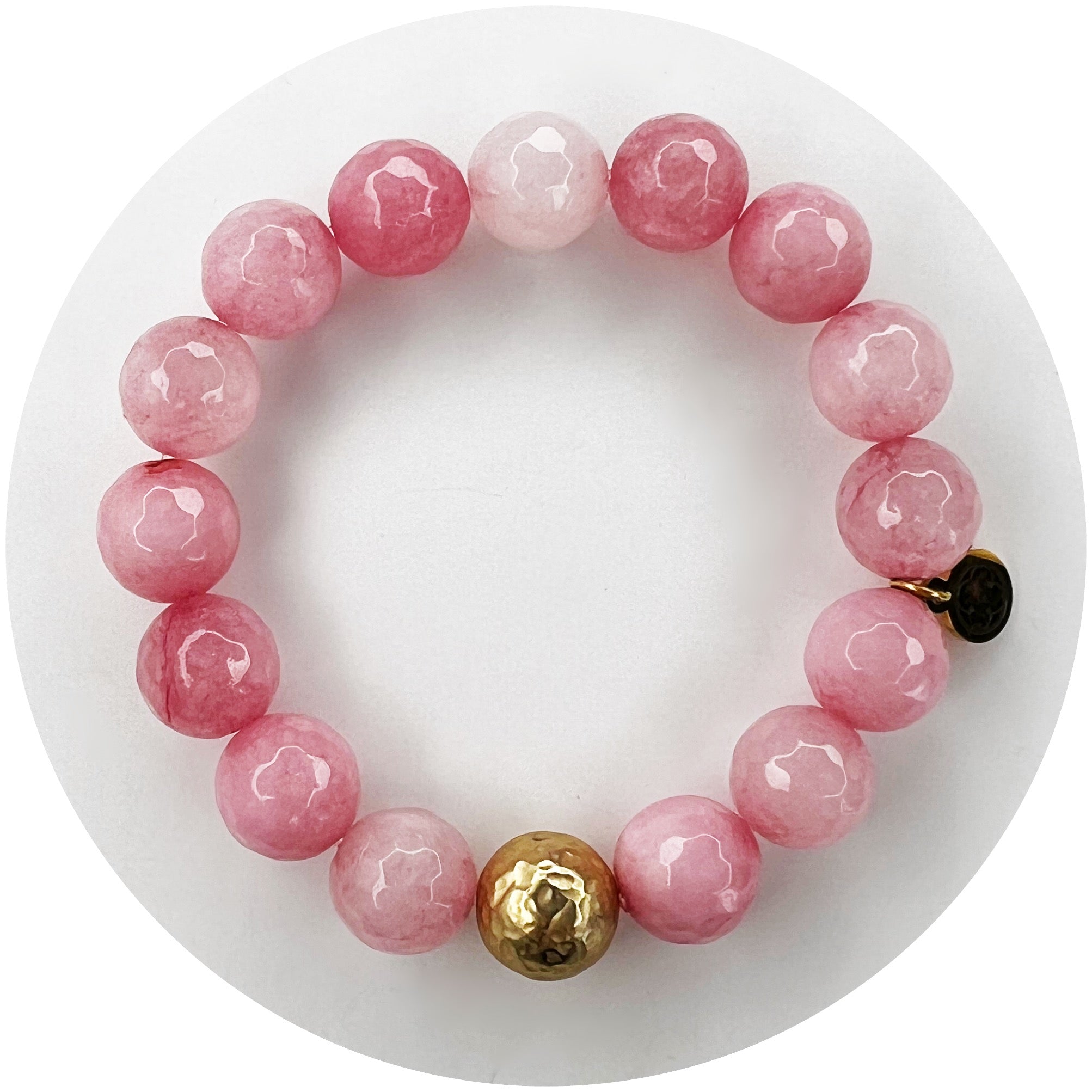 Rose Pink Jade with Hammered Gold Accent