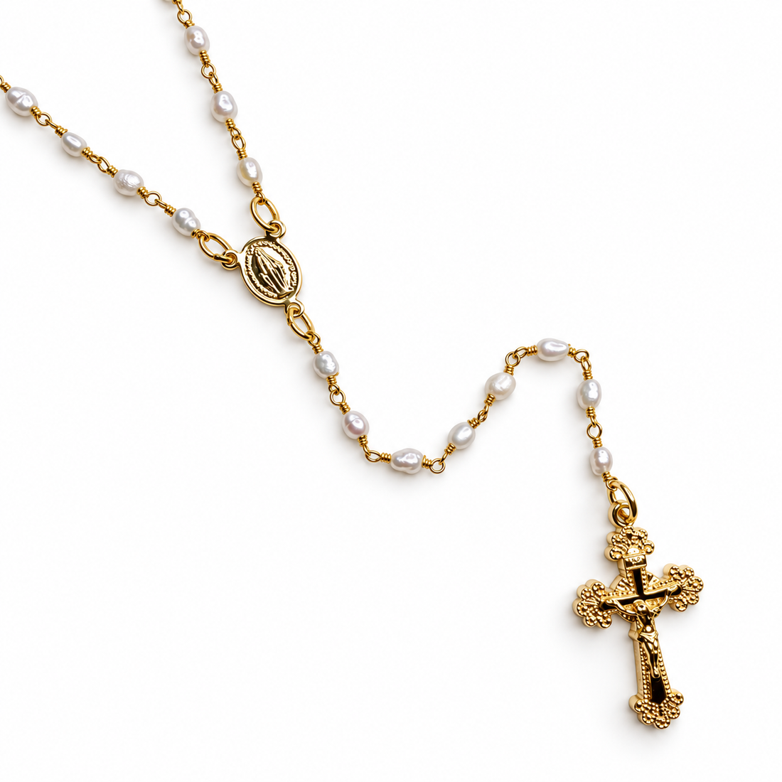 Freshwater Pearl Beaded Rosary Necklace