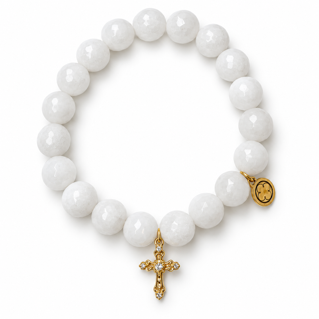 White Jade with Pavé Piccolo Cross Pendant