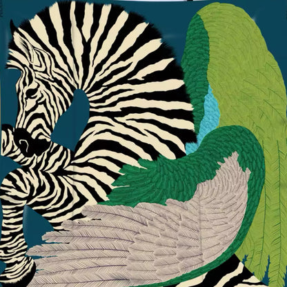 Zebra  Green Silk Foulard - Oriana Lamarca LLC