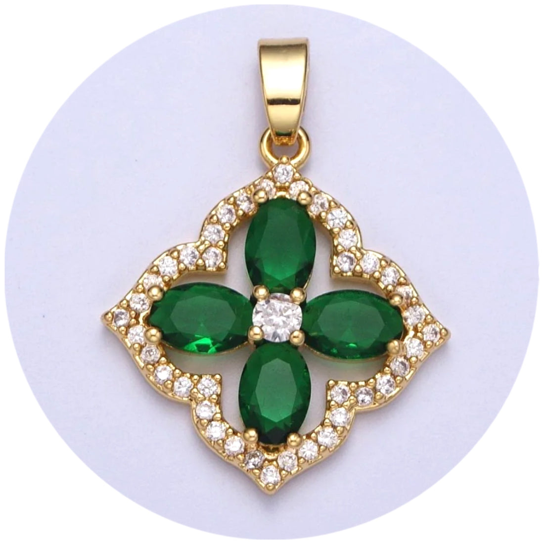 Pavé Emerald Clover Pendant