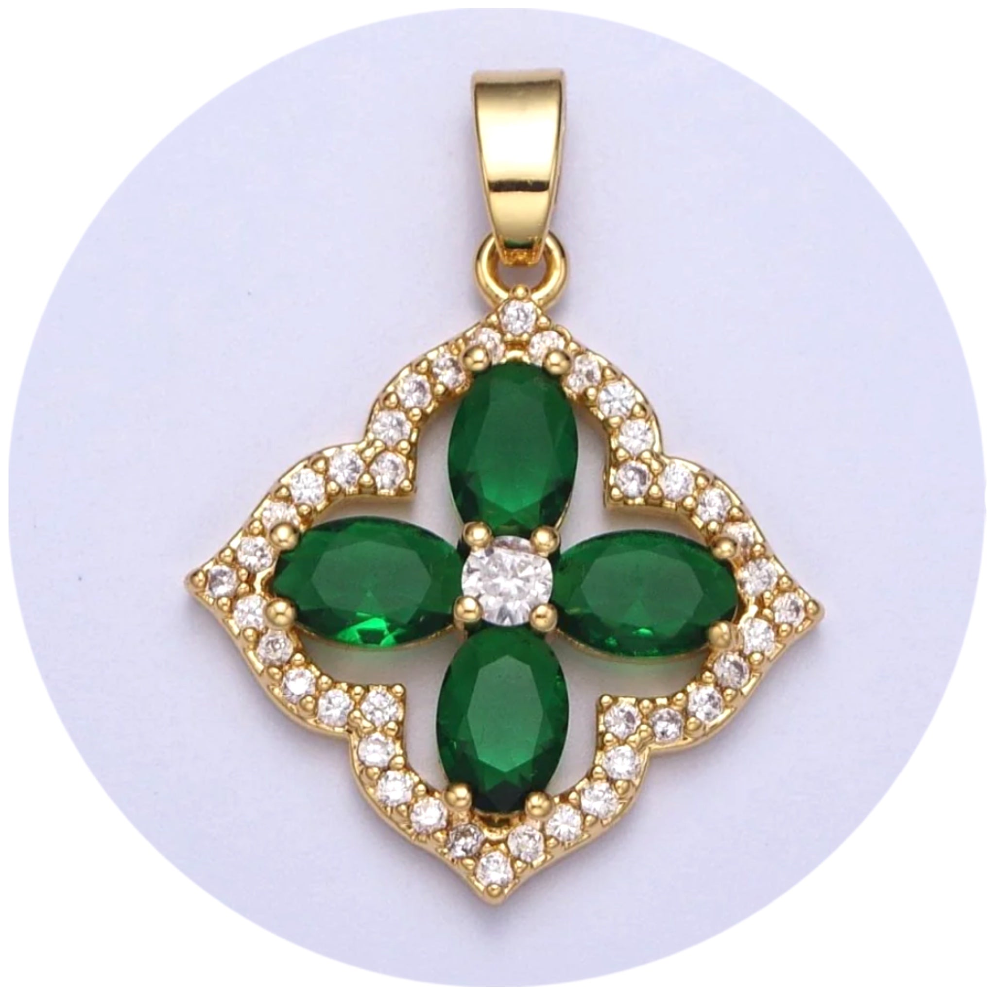 Pavé Emerald Clover Pendant