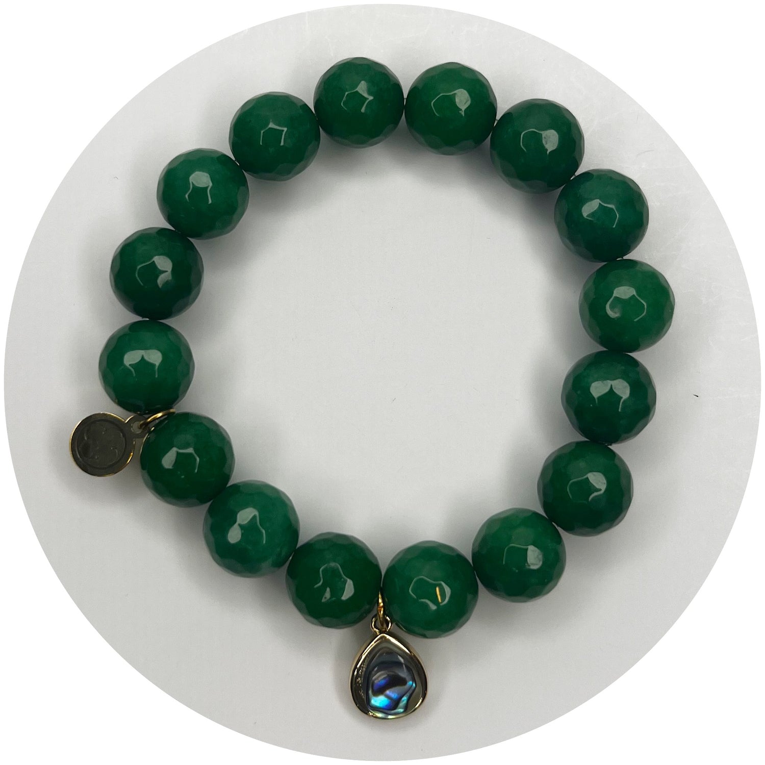 Emerald Green Jade with Abalone Teardrop Pendant