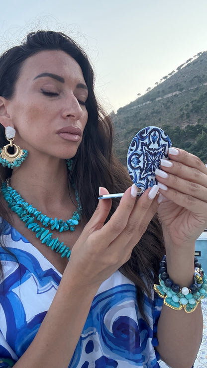 Blue Maiolica Compact Mirror