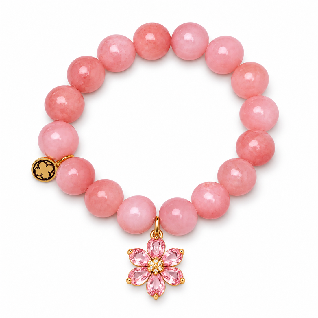 Rose Pink Jade with Pink Daisy Pendant