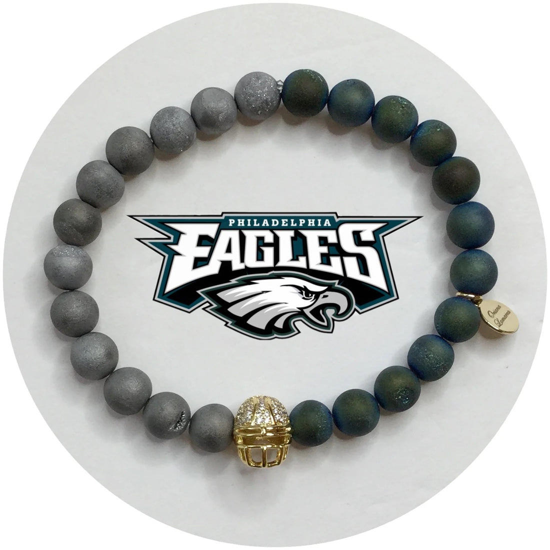 Mens Philadelphia Eagles with Gold Pavé Helmet