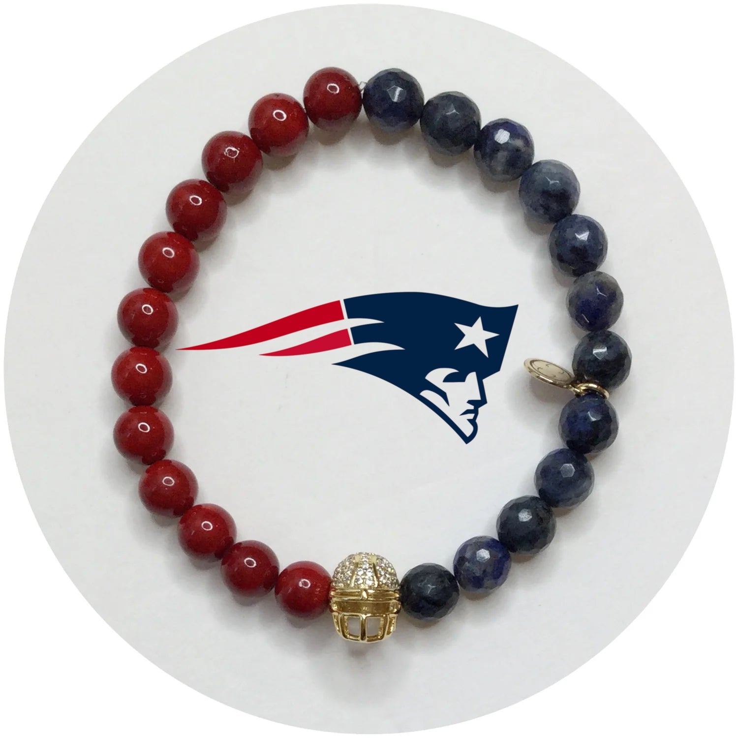 Mens New England Patriots with Gold Pavé Helmet