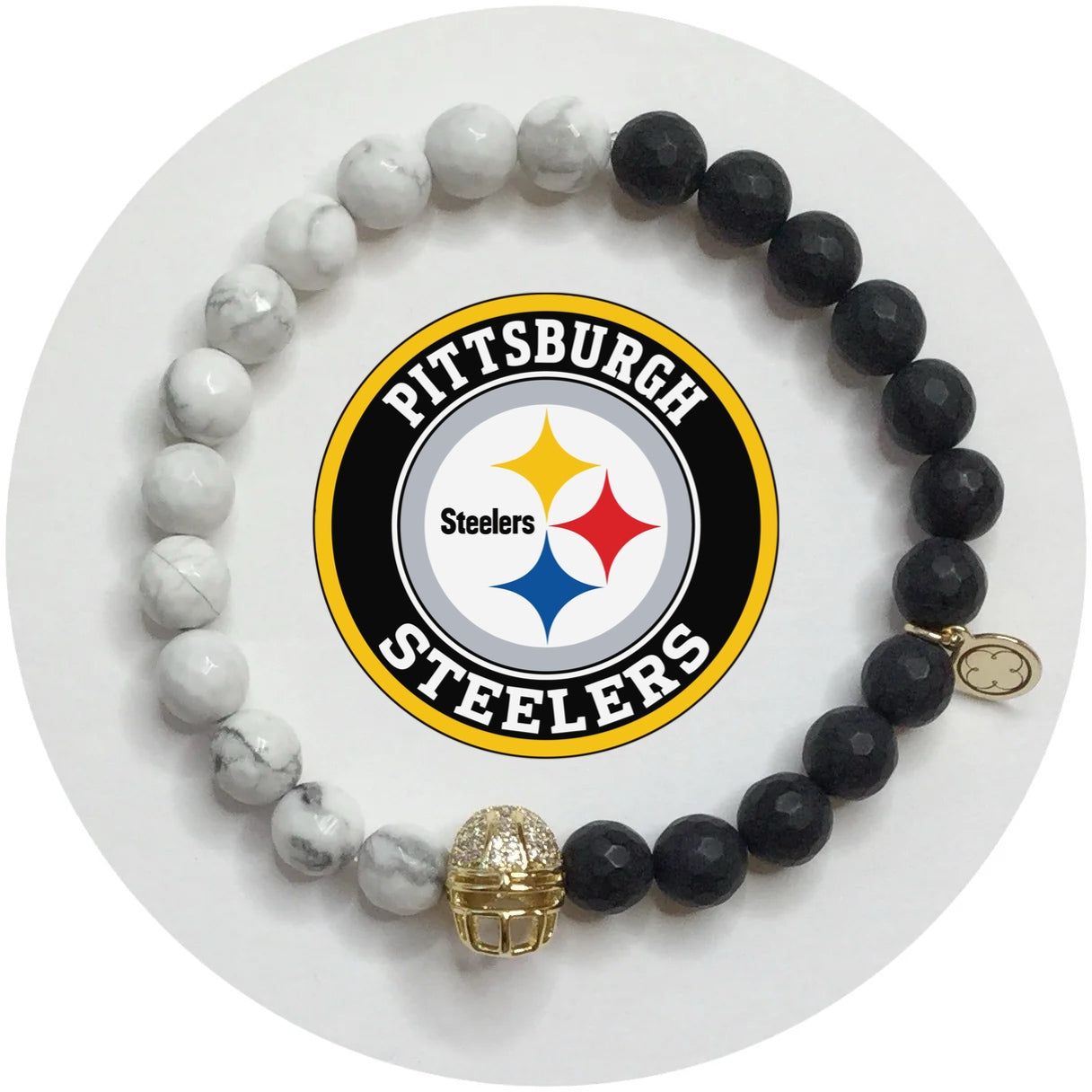 Mens Pittsburgh Steelers with Gold Pavé Helmet