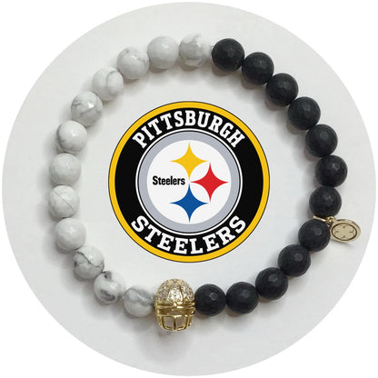 Mens Pittsburgh Steelers with Gold Pavé Helmet