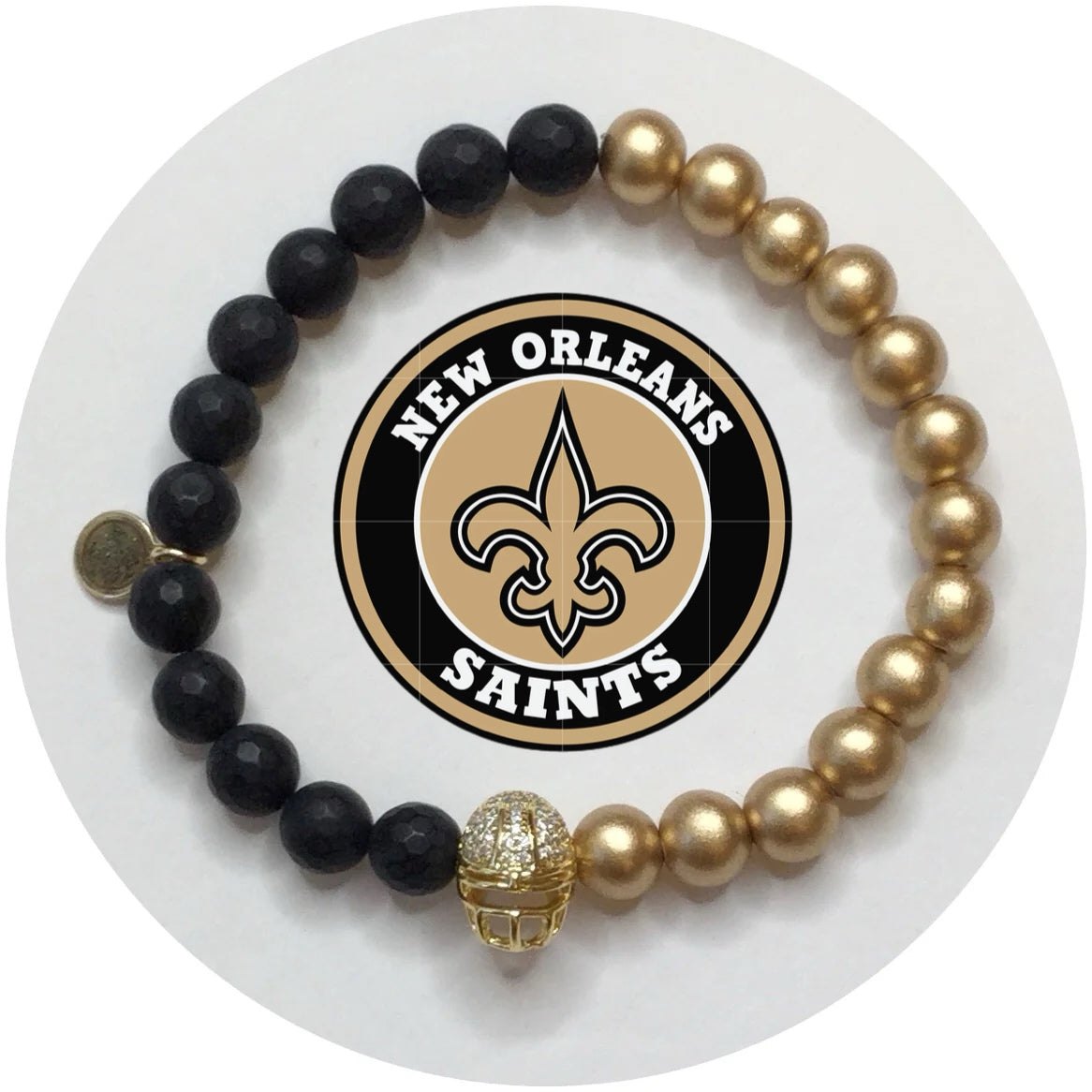 Mens New Orleans Saints with Gold Pavé Helmet