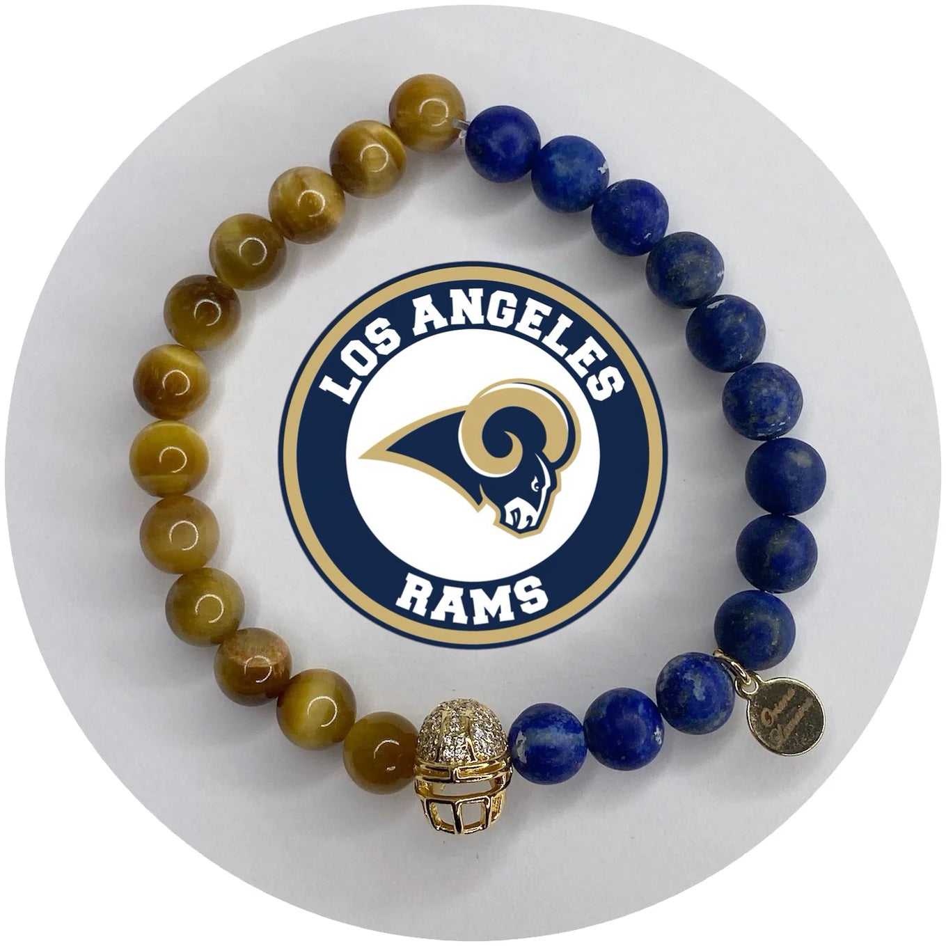 Mens Los Angeles Rams with Gold Pavé Helmet