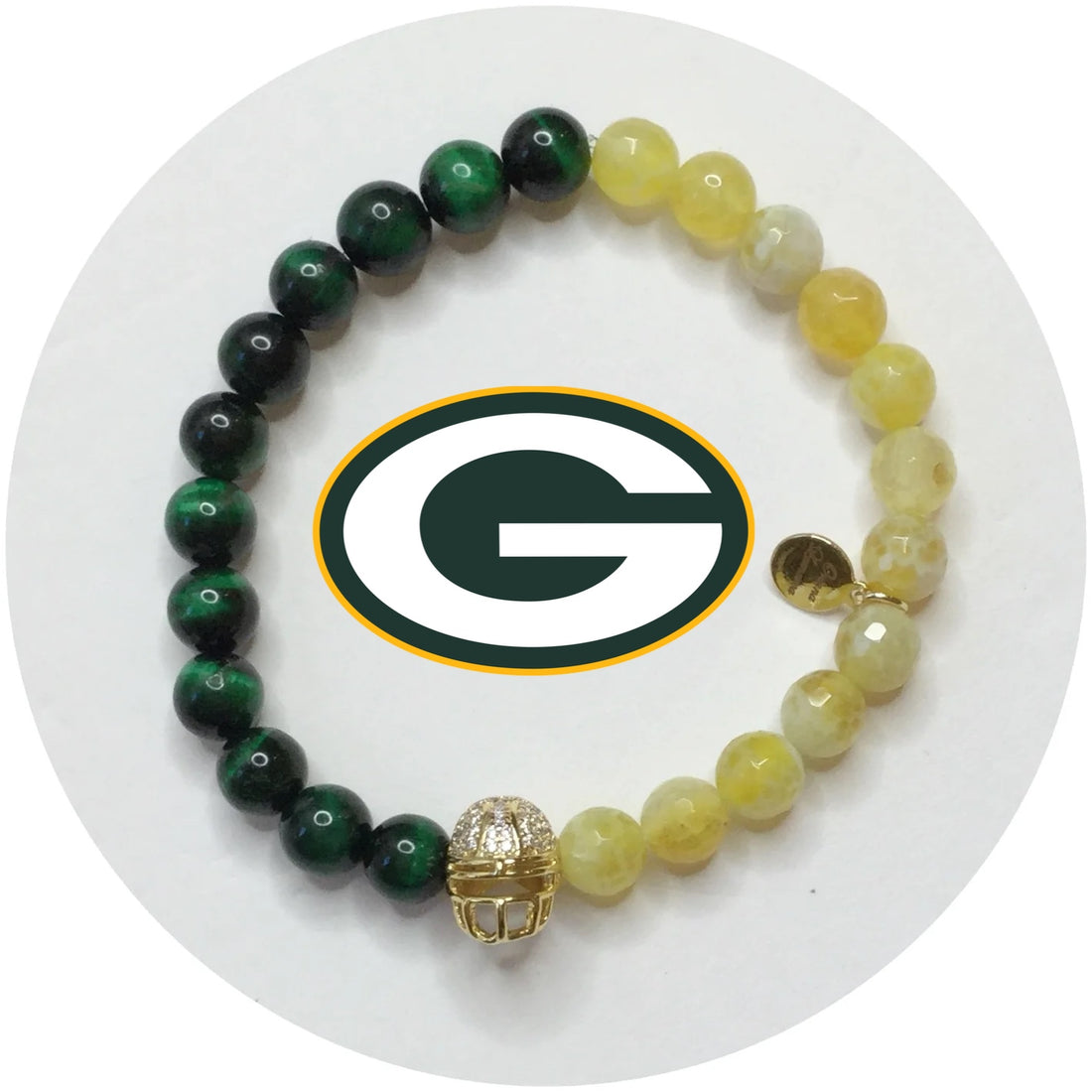 Mens Green Bay Packers with Gold Pavé Helmet