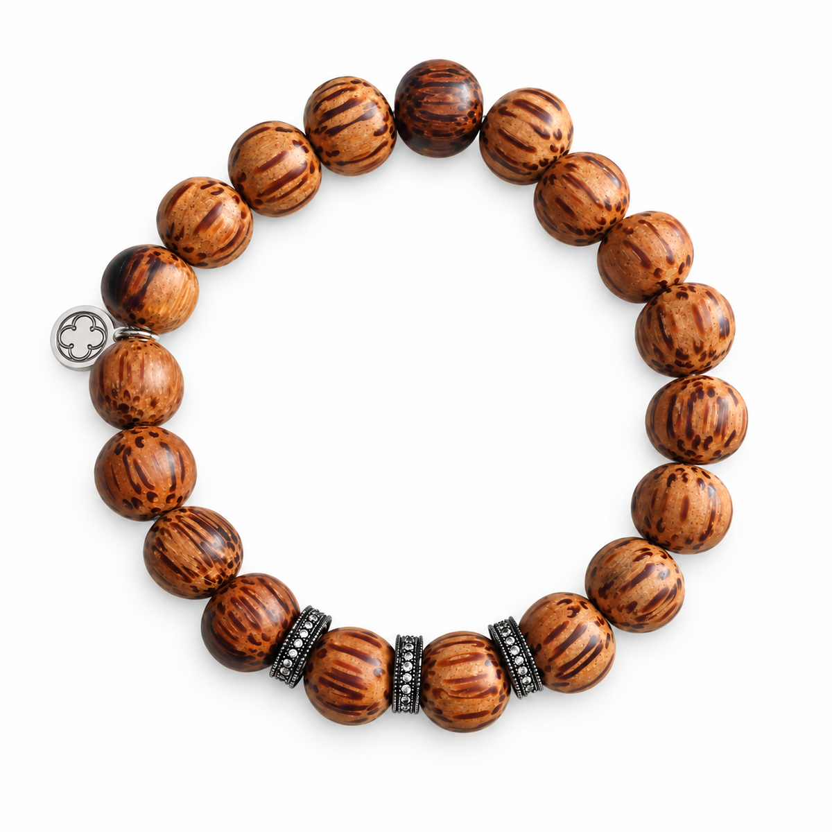 Coconut Wood with Gumetal Pavé Mini Spacer