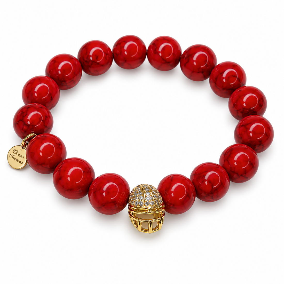 Red Howlite with Pavé Helmet