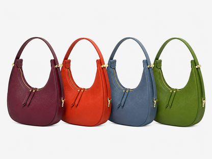 Mezza Luna Orange  Leather Handbag