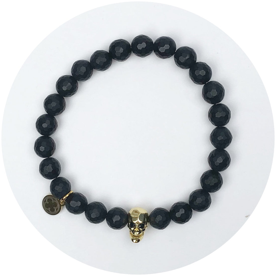 Mens Matte Black Onyx with Gold Skull