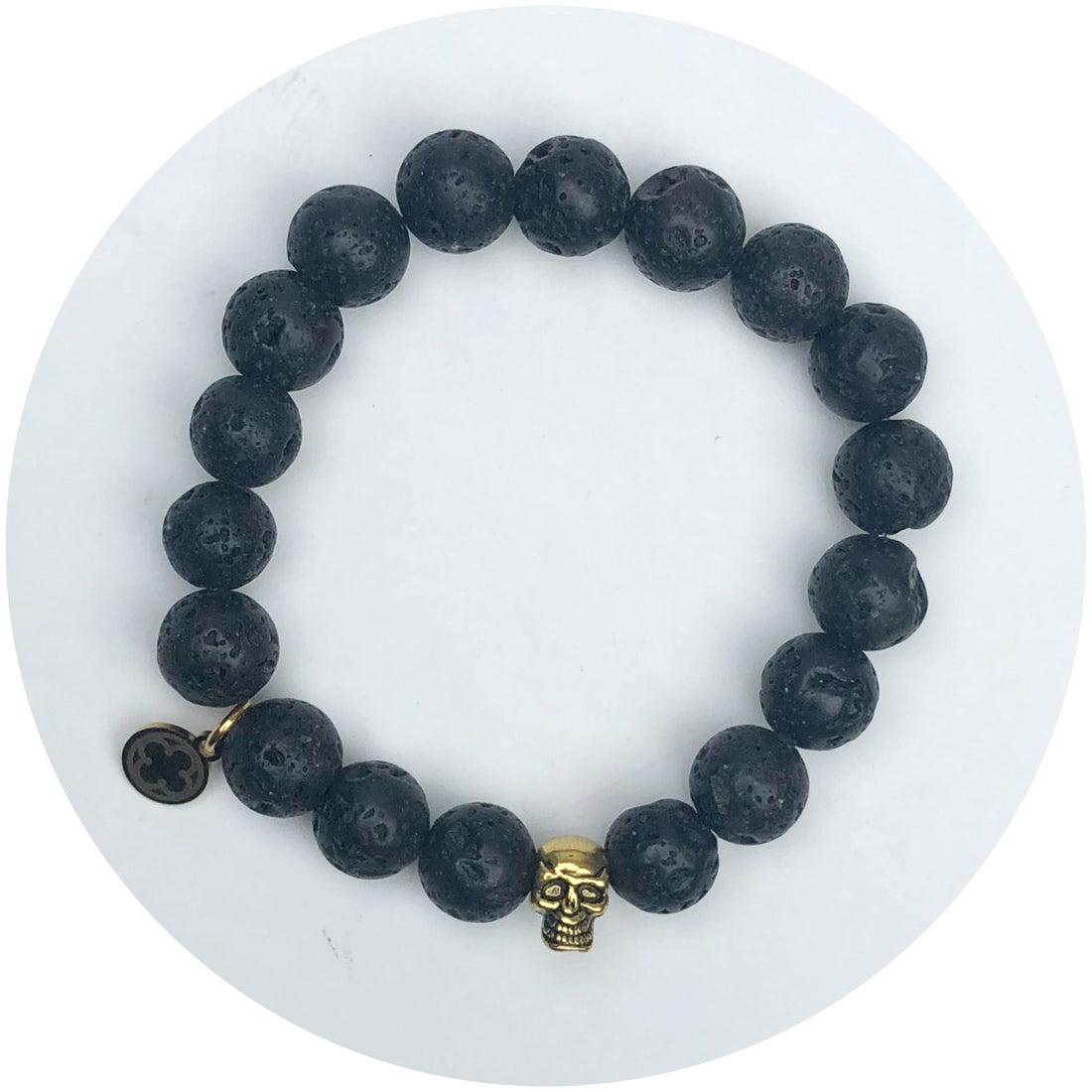 Lava Stone with Gold Skull Spacer