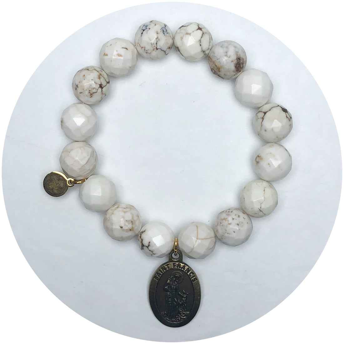 Fossil Agate with Saint Francis Pendant
