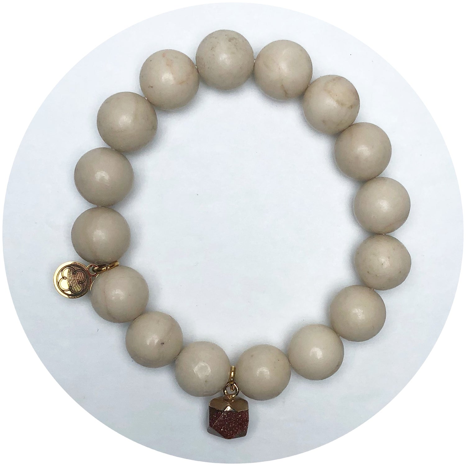 Sand Riverstone with Goldstone Pendant