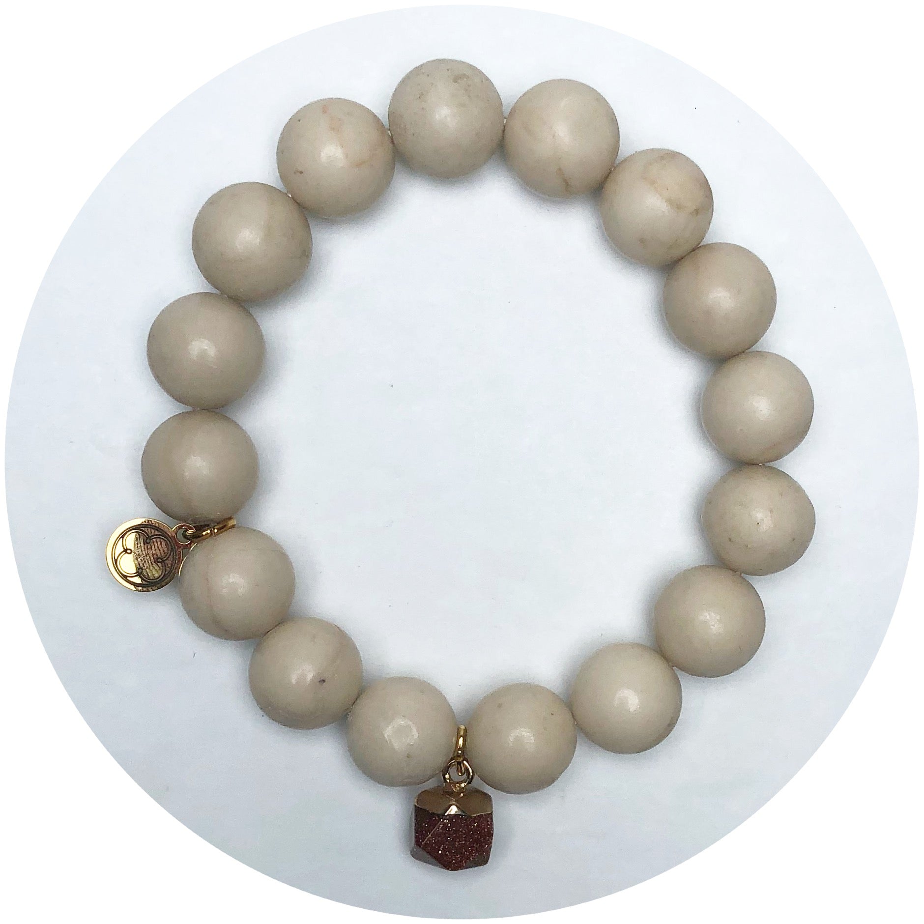 Sand Riverstone with Goldstone Pendant